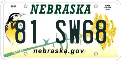 NE license plate 81SW68