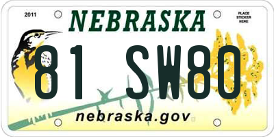 NE license plate 81SW80