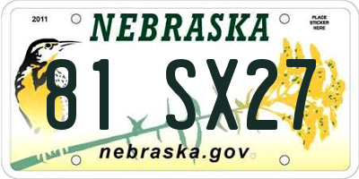 NE license plate 81SX27