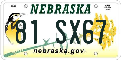NE license plate 81SX67