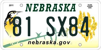 NE license plate 81SX84