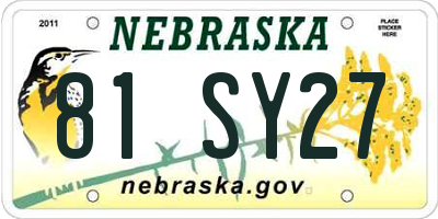NE license plate 81SY27
