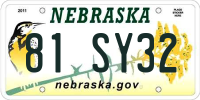 NE license plate 81SY32