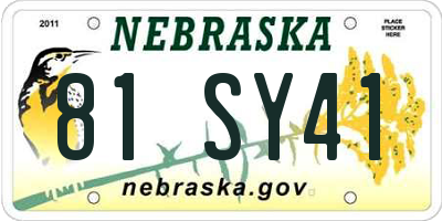 NE license plate 81SY41