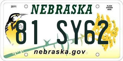 NE license plate 81SY62