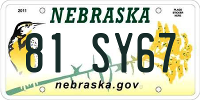 NE license plate 81SY67