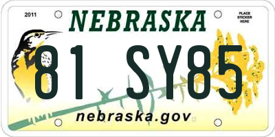 NE license plate 81SY85
