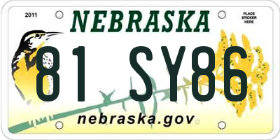 NE license plate 81SY86