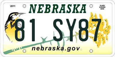 NE license plate 81SY87