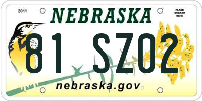 NE license plate 81SZ02