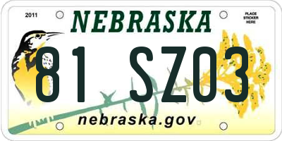 NE license plate 81SZ03