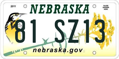 NE license plate 81SZ13