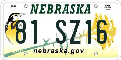 NE license plate 81SZ16