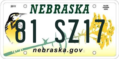 NE license plate 81SZ17