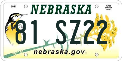 NE license plate 81SZ22