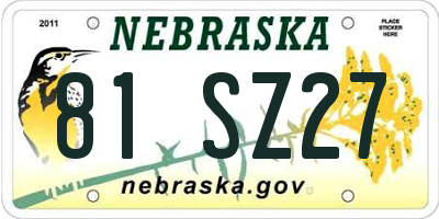 NE license plate 81SZ27
