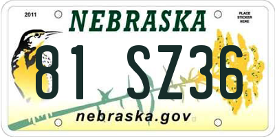 NE license plate 81SZ36