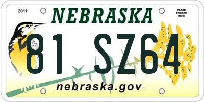 NE license plate 81SZ64