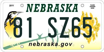 NE license plate 81SZ65