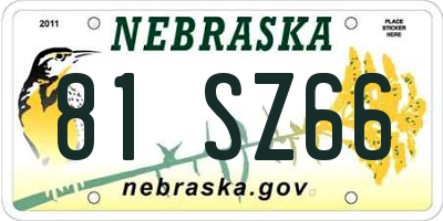 NE license plate 81SZ66