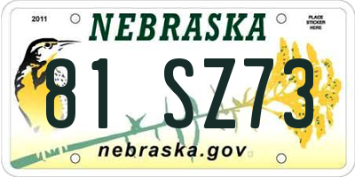 NE license plate 81SZ73