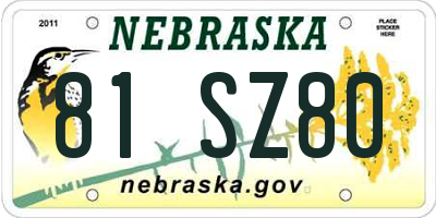 NE license plate 81SZ80