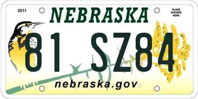NE license plate 81SZ84