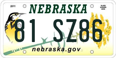 NE license plate 81SZ86