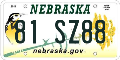 NE license plate 81SZ88