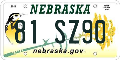 NE license plate 81SZ90