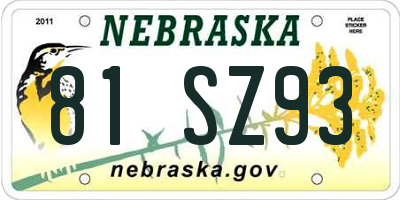 NE license plate 81SZ93
