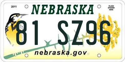 NE license plate 81SZ96
