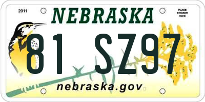 NE license plate 81SZ97