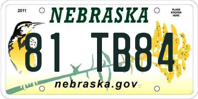NE license plate 81TB84