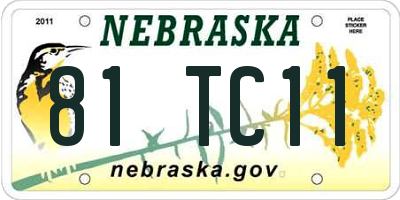 NE license plate 81TC11