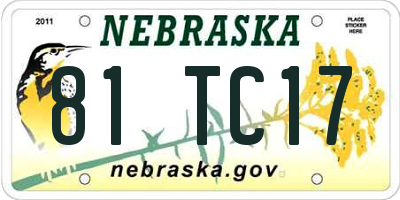 NE license plate 81TC17