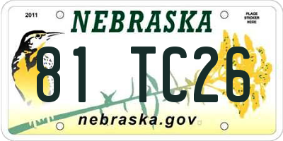 NE license plate 81TC26