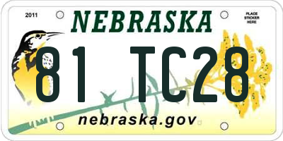 NE license plate 81TC28