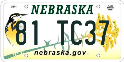 NE license plate 81TC37