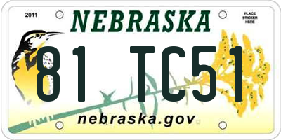 NE license plate 81TC51