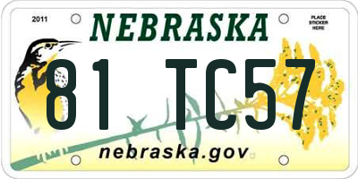 NE license plate 81TC57