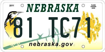 NE license plate 81TC71
