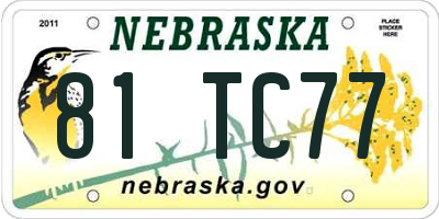 NE license plate 81TC77