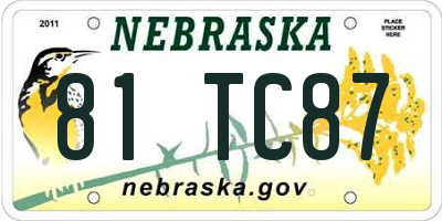 NE license plate 81TC87
