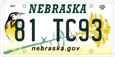 NE license plate 81TC93