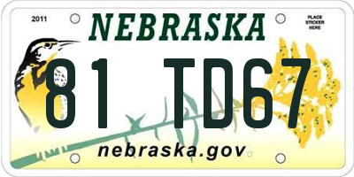 NE license plate 81TD67