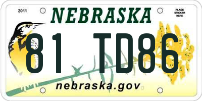 NE license plate 81TD86