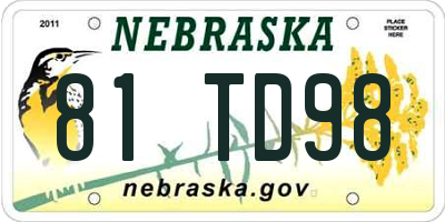 NE license plate 81TD98