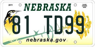 NE license plate 81TD99
