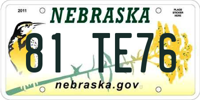 NE license plate 81TE76